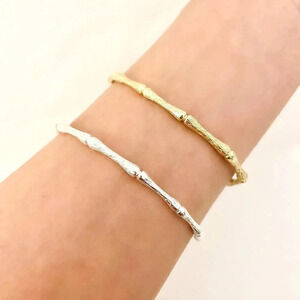 925 Sterling Silver Textured Cuff Bracelet Bamboo Bracelet Bangle Bracelet